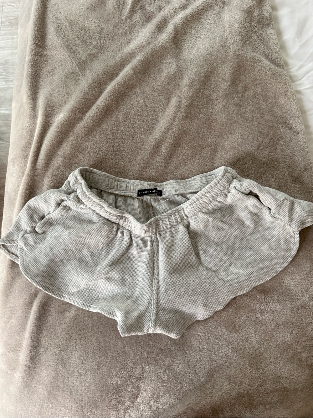 Brandy Melville Light Gray Ruffle Hem Lounge Shorts